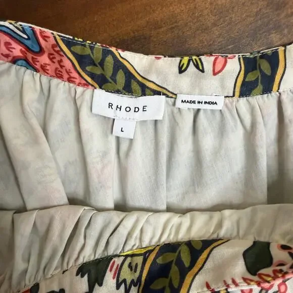 RHODE Floral Printed One Shoulder Shift Tent Dress Cotton Resort Women's Large - Picture 4 of 14